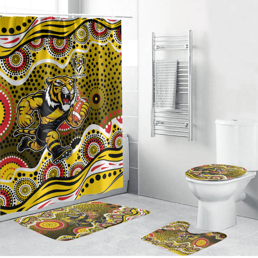 Richmond Tigers Bathroom Set Aboriginal Dot Pattern - Football Mascot Heritage Pride