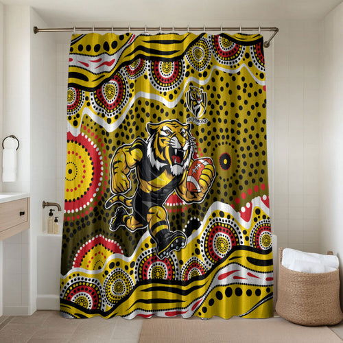 Richmond Tigers Bathroom Set Aboriginal Dot Pattern - Football Mascot Heritage Pride