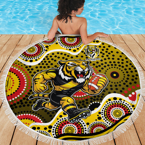 Richmond Tigers Beach Blanket Aboriginal Dot Pattern - Football Mascot Heritage Pride