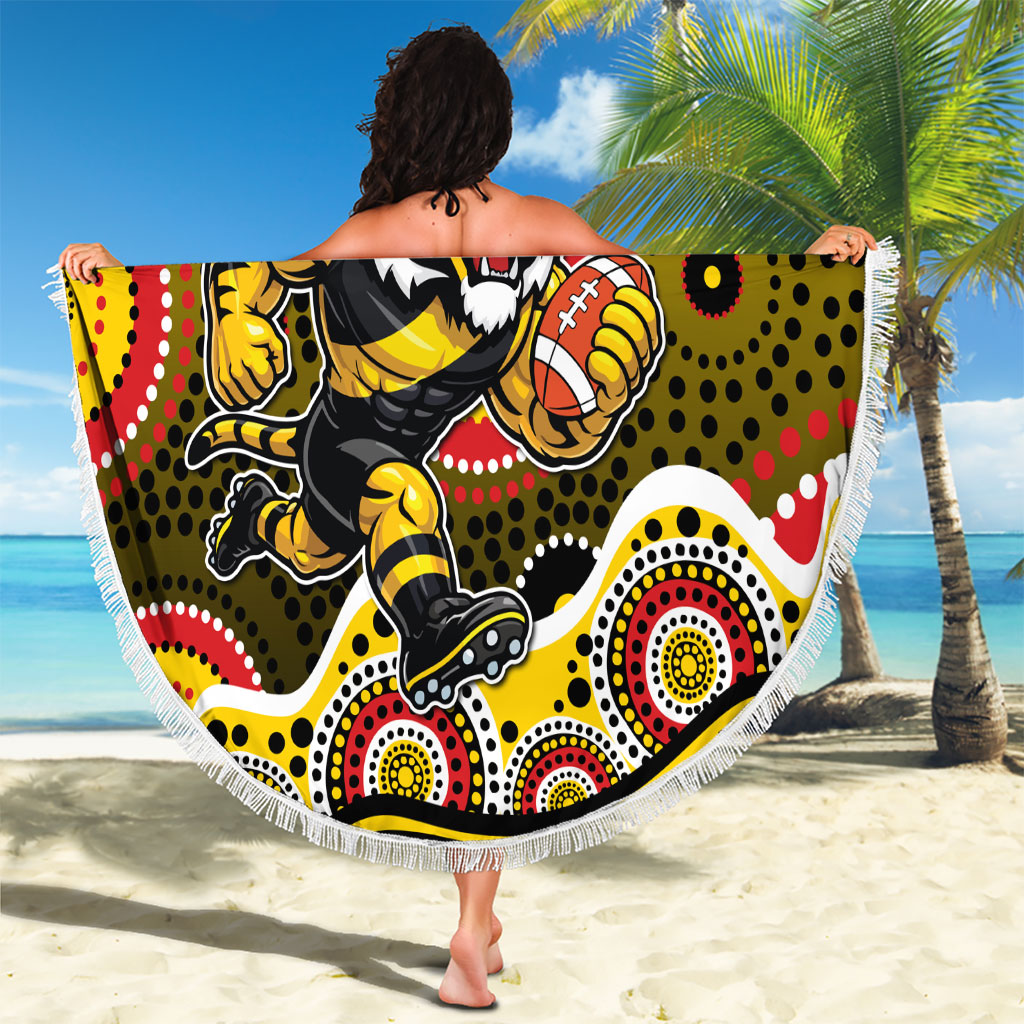 Richmond Tigers Beach Blanket Aboriginal Dot Pattern - Football Mascot Heritage Pride