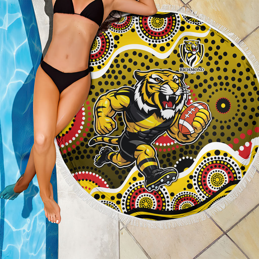 Richmond Tigers Beach Blanket Aboriginal Dot Pattern - Football Mascot Heritage Pride