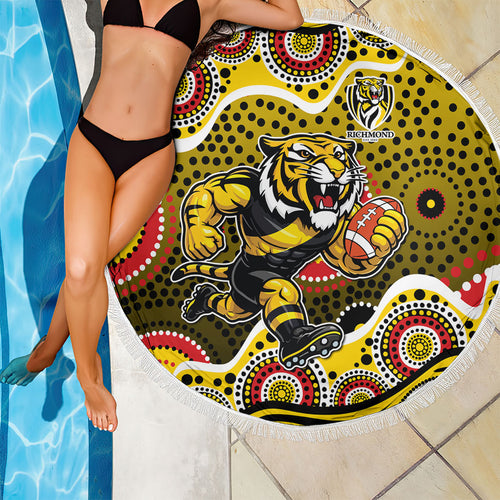 Richmond Tigers Beach Blanket Aboriginal Dot Pattern - Football Mascot Heritage Pride
