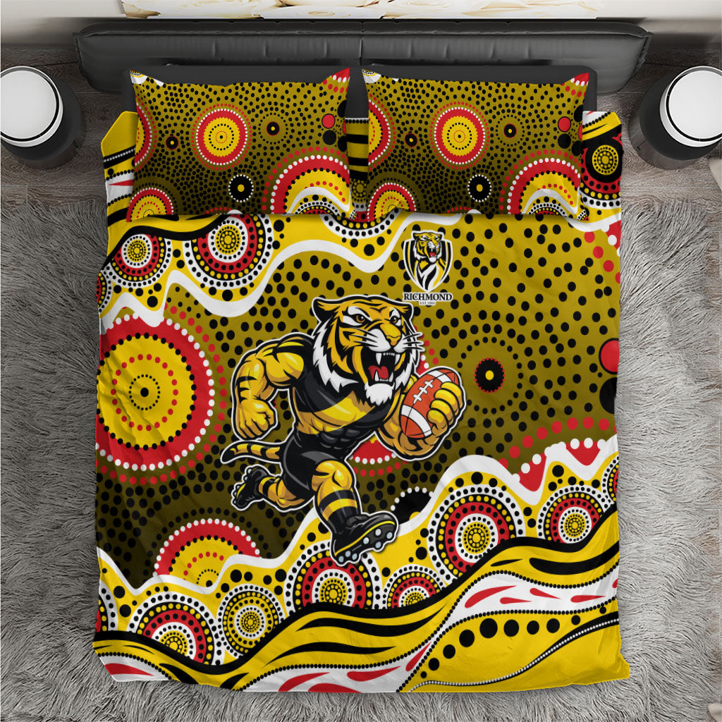 Richmond Tigers Bedding Set Aboriginal Dot Pattern - Football Mascot Heritage Pride