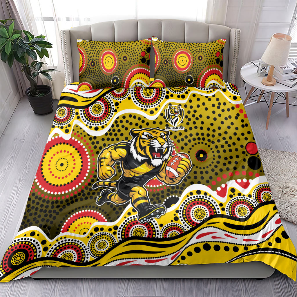 Richmond Tigers Bedding Set Aboriginal Dot Pattern - Football Mascot Heritage Pride