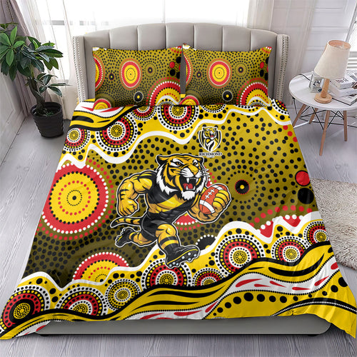 Richmond Tigers Bedding Set Aboriginal Dot Pattern - Football Mascot Heritage Pride