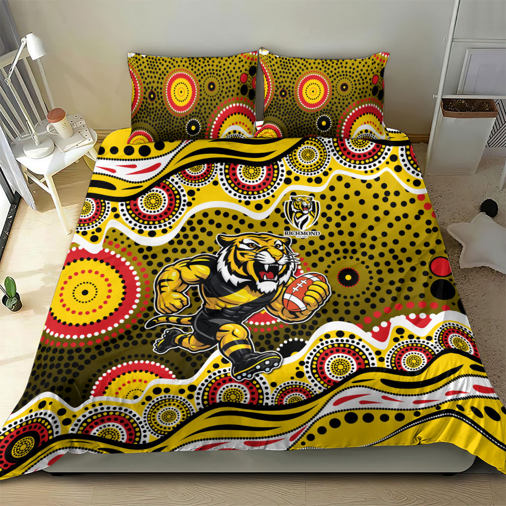 Richmond Tigers Bedding Set Aboriginal Dot Pattern - Football Mascot Heritage Pride