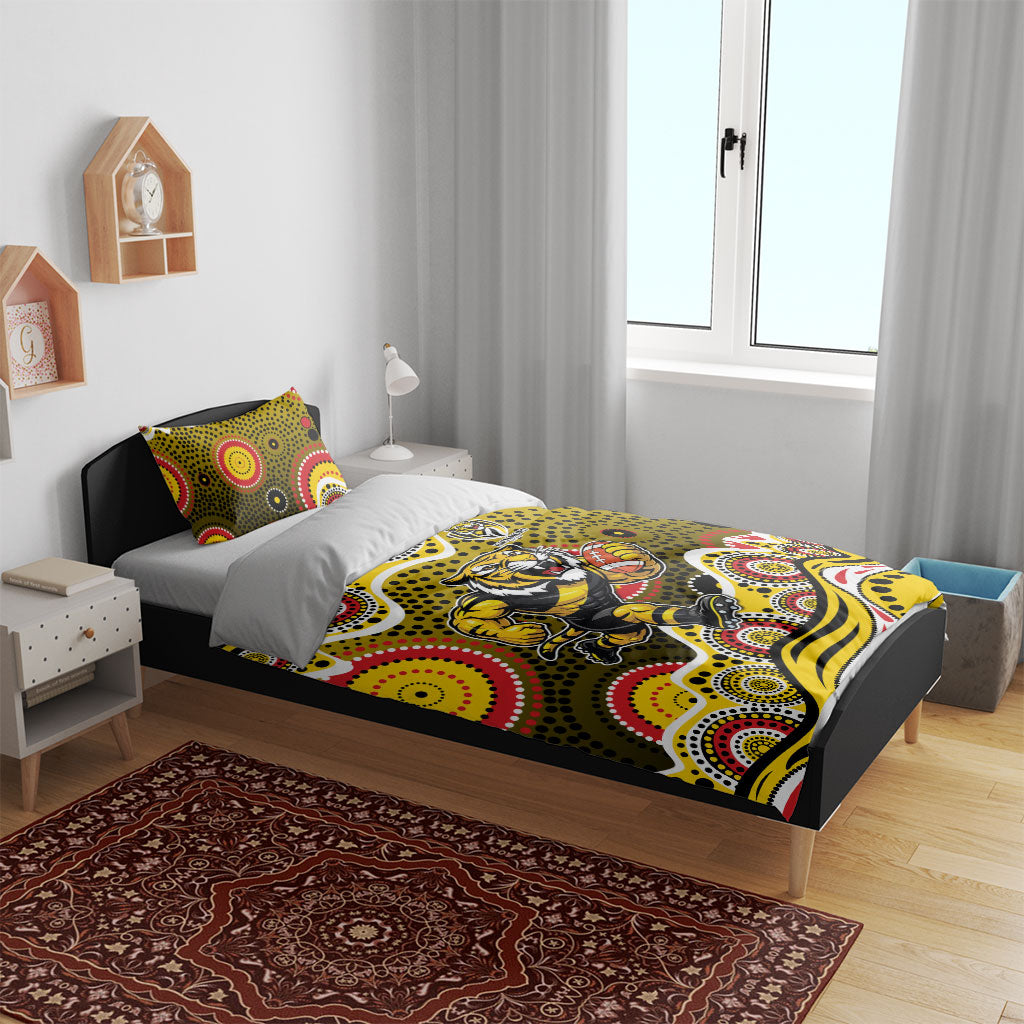 Richmond Tigers Bedding Set Aboriginal Dot Pattern - Football Mascot Heritage Pride