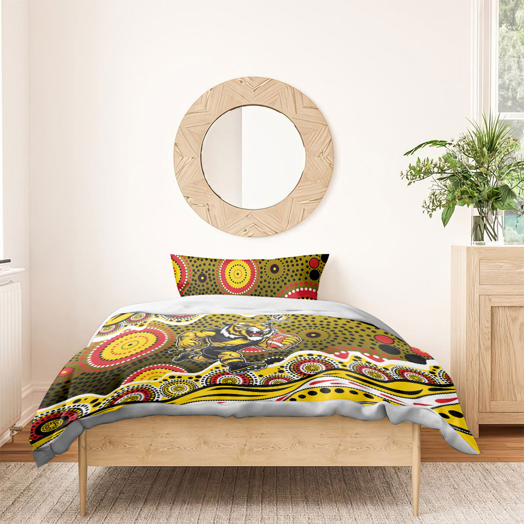 Richmond Tigers Bedding Set Aboriginal Dot Pattern - Football Mascot Heritage Pride