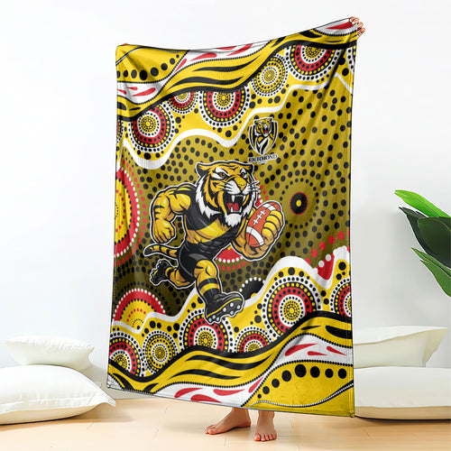 Richmond Tigers Blanket Aboriginal Dot Pattern - Football Mascot Heritage Pride