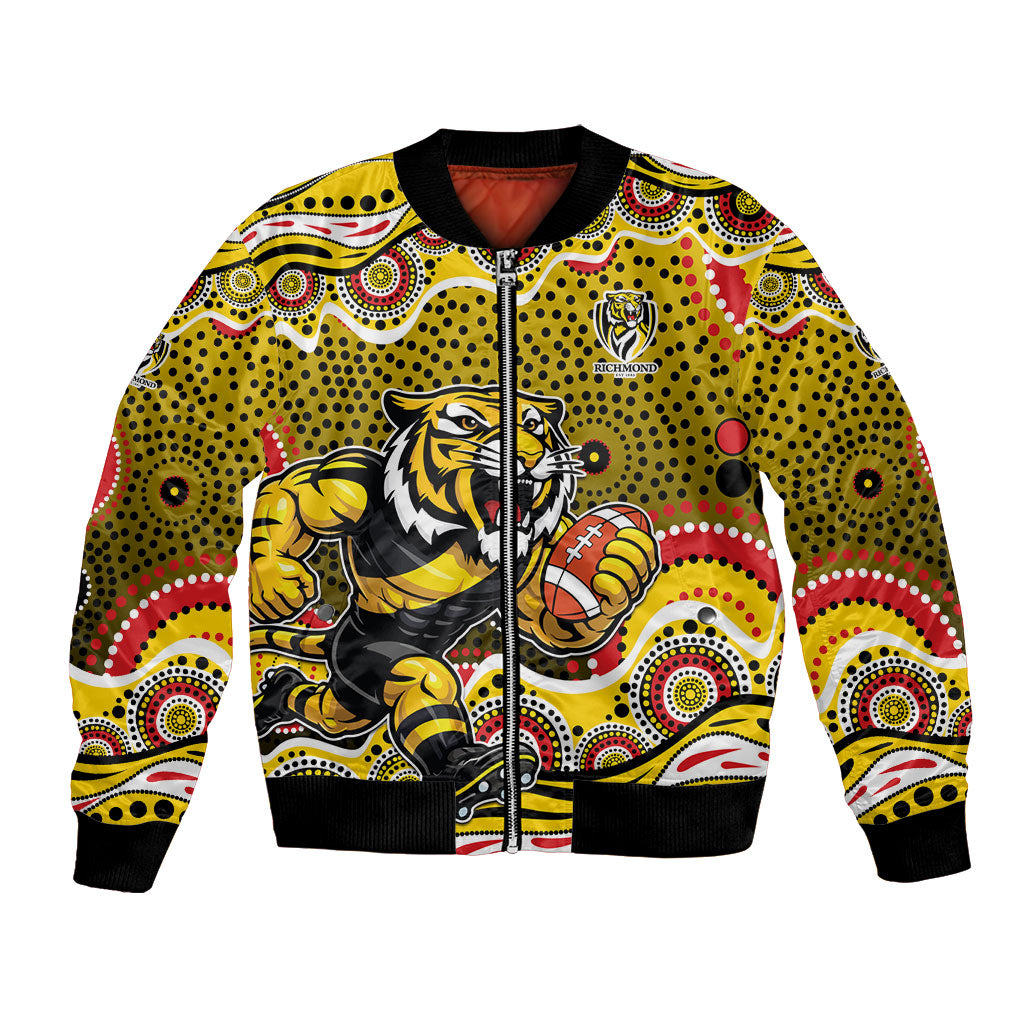 Richmond Tigers Bomber Jacket Aboriginal Dot Pattern - Football Mascot Heritage Pride