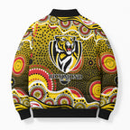 Richmond Tigers Bomber Puffer Jacket Aboriginal Dot Pattern - Football Mascot Heritage Pride
