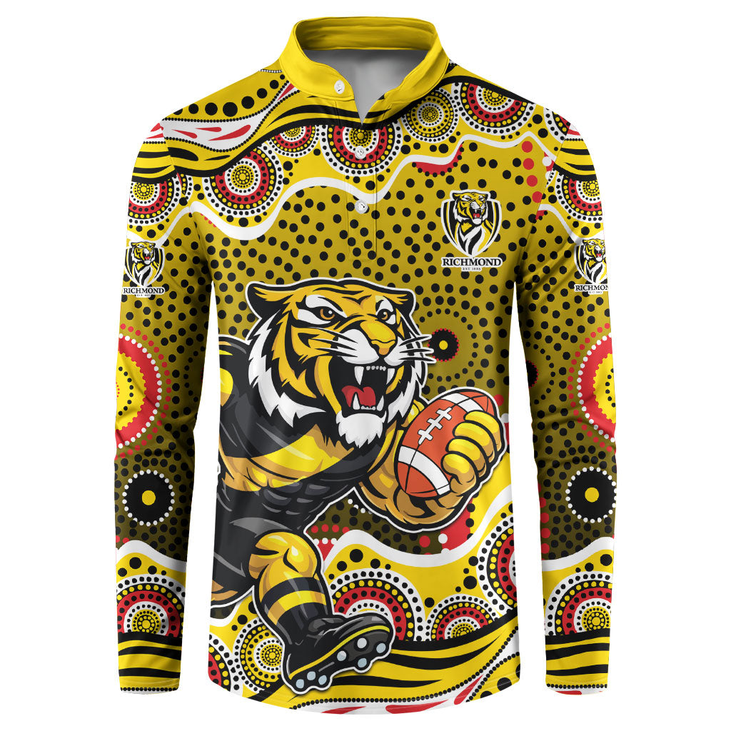 Richmond Tigers Button Sweatshirt Aboriginal Dot Pattern - Football Mascot Heritage Pride