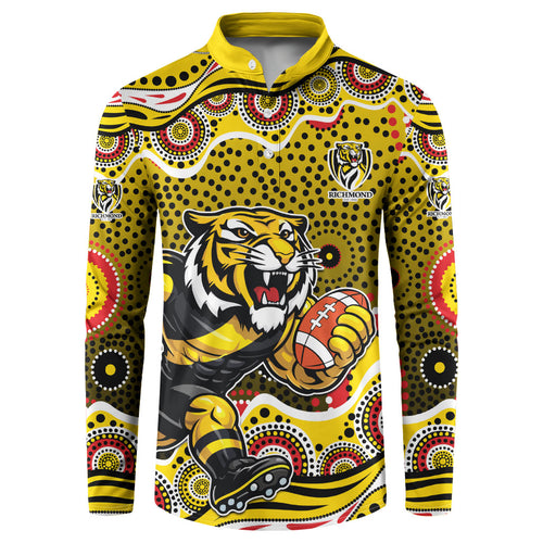 Richmond Tigers Button Sweatshirt Aboriginal Dot Pattern - Football Mascot Heritage Pride