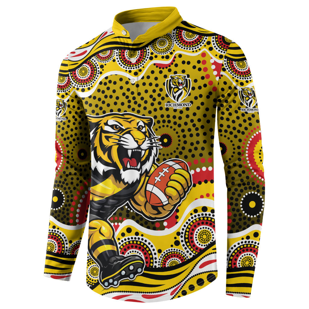 Richmond Tigers Button Sweatshirt Aboriginal Dot Pattern - Football Mascot Heritage Pride