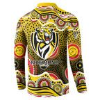 Richmond Tigers Button Sweatshirt Aboriginal Dot Pattern - Football Mascot Heritage Pride