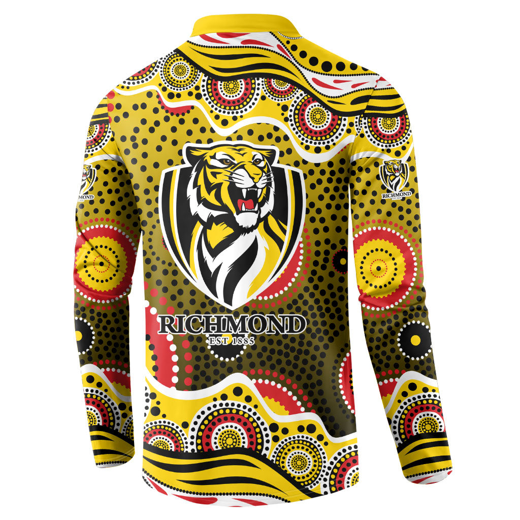 Richmond Tigers Button Sweatshirt Aboriginal Dot Pattern - Football Mascot Heritage Pride
