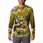 Richmond Tigers Button Sweatshirt Aboriginal Dot Pattern - Football Mascot Heritage Pride