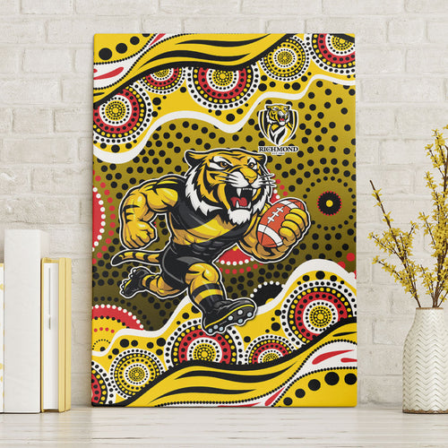 Richmond Tigers Canvas Wall Art Aboriginal Dot Pattern - Football Mascot Heritage Pride