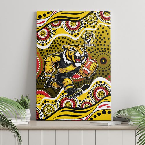 Richmond Tigers Canvas Wall Art Aboriginal Dot Pattern - Football Mascot Heritage Pride