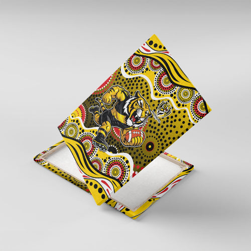 Richmond Tigers Canvas Wall Art Aboriginal Dot Pattern - Football Mascot Heritage Pride