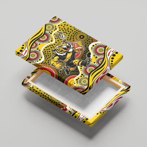 Richmond Tigers Canvas Wall Art Aboriginal Dot Pattern - Football Mascot Heritage Pride