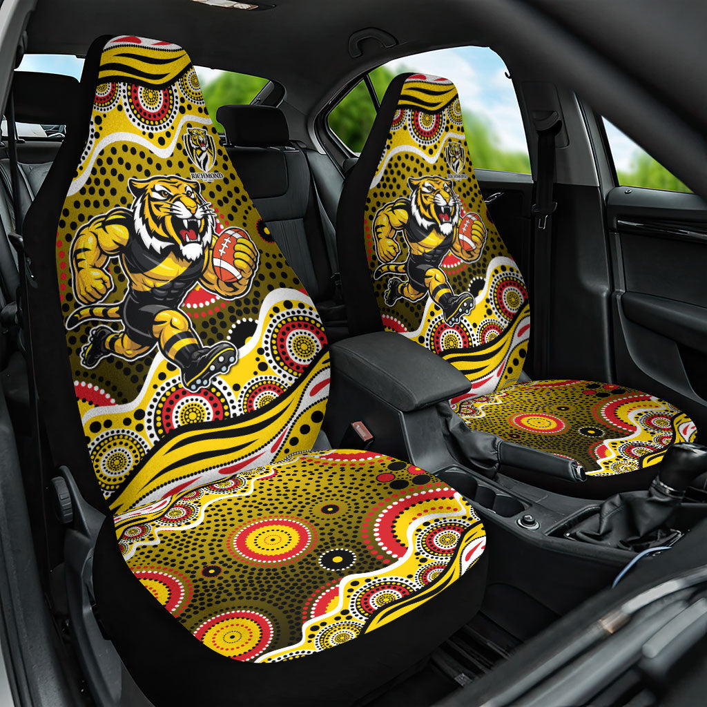 Richmond Tigers Car Seat Cover Aboriginal Dot Pattern - Football Mascot Heritage Pride