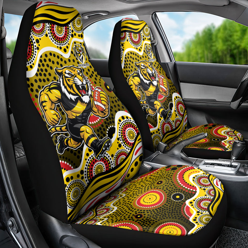 Richmond Tigers Car Seat Cover Aboriginal Dot Pattern - Football Mascot Heritage Pride