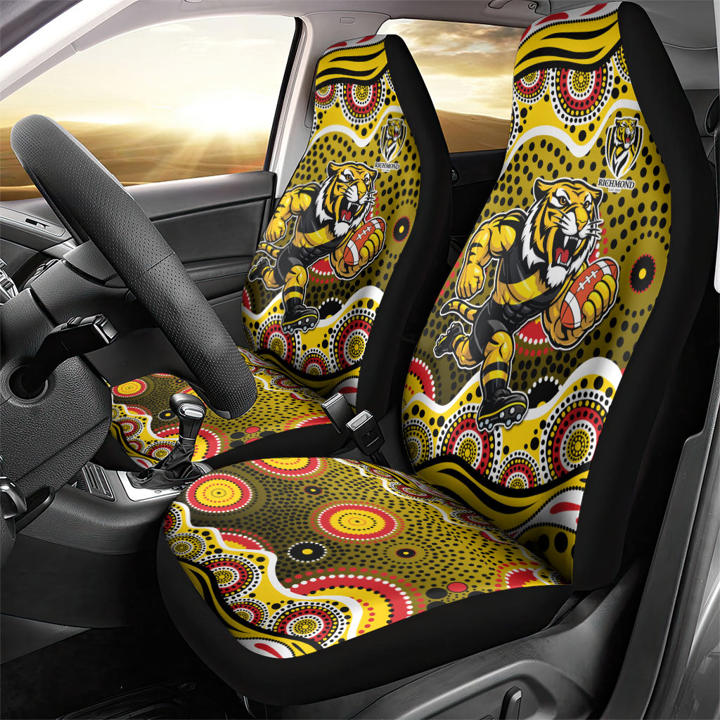 Richmond Tigers Car Seat Cover Aboriginal Dot Pattern - Football Mascot Heritage Pride