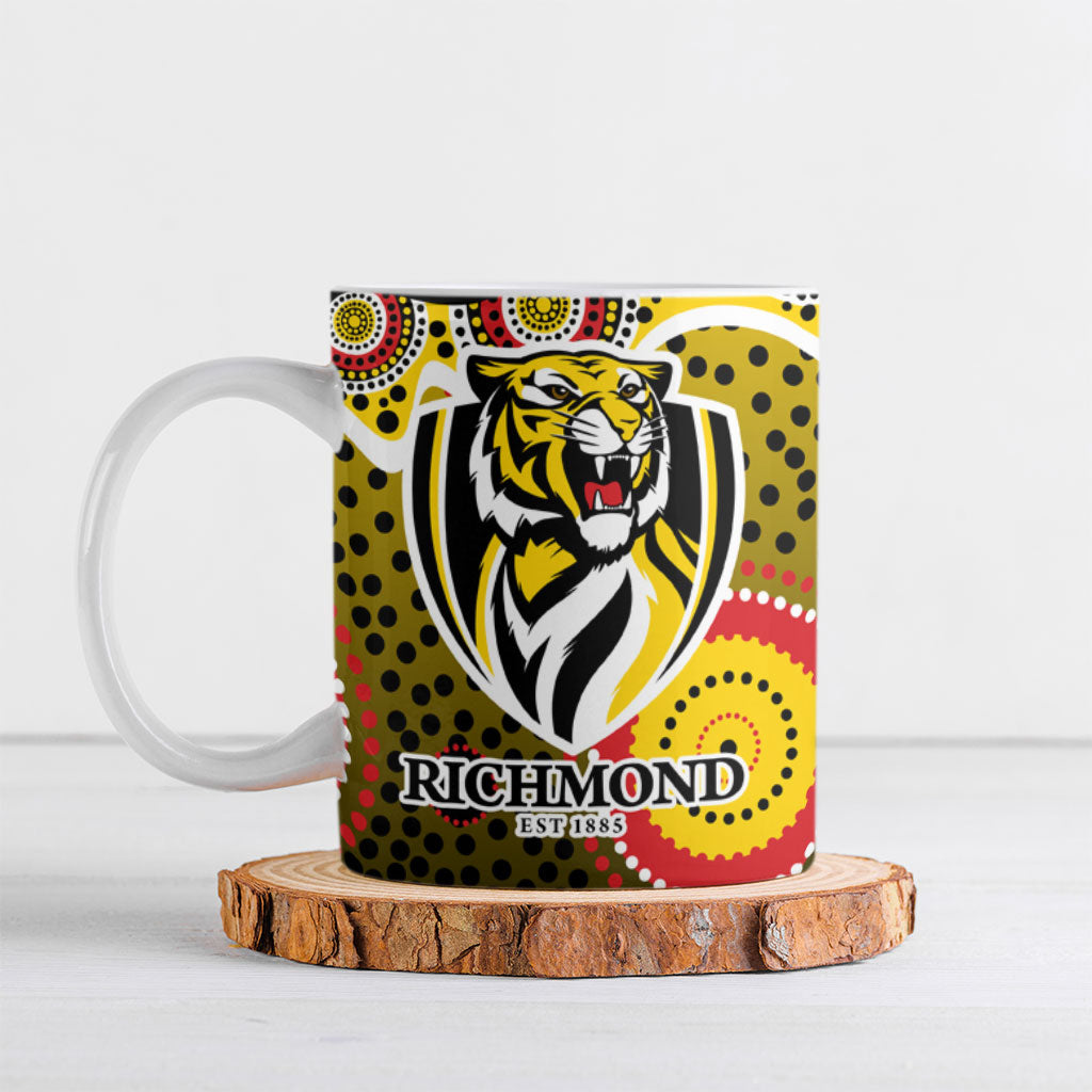 Richmond Tigers Ceramic Mug Aboriginal Dot Pattern - Football Mascot Heritage Pride