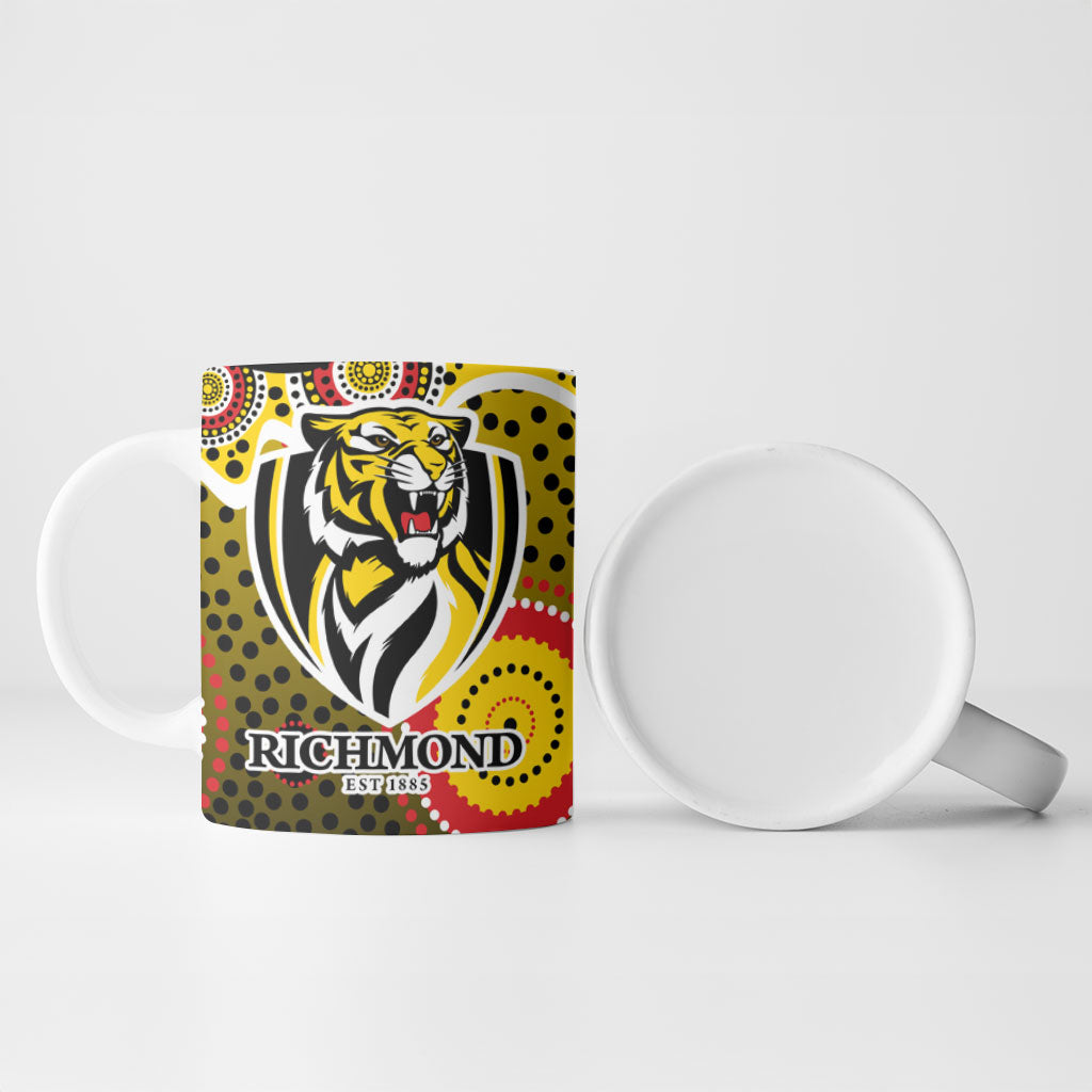 Richmond Tigers Ceramic Mug Aboriginal Dot Pattern - Football Mascot Heritage Pride