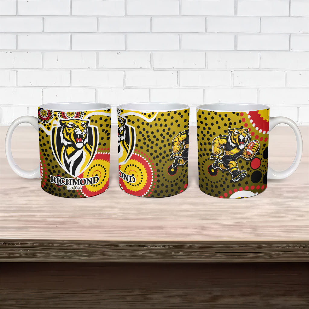 Richmond Tigers Ceramic Mug Aboriginal Dot Pattern - Football Mascot Heritage Pride