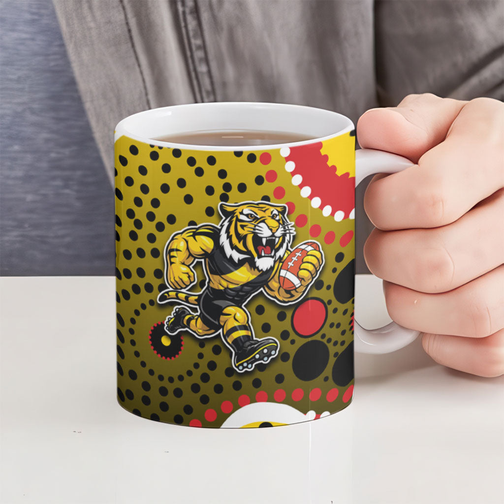 Richmond Tigers Ceramic Mug Aboriginal Dot Pattern - Football Mascot Heritage Pride