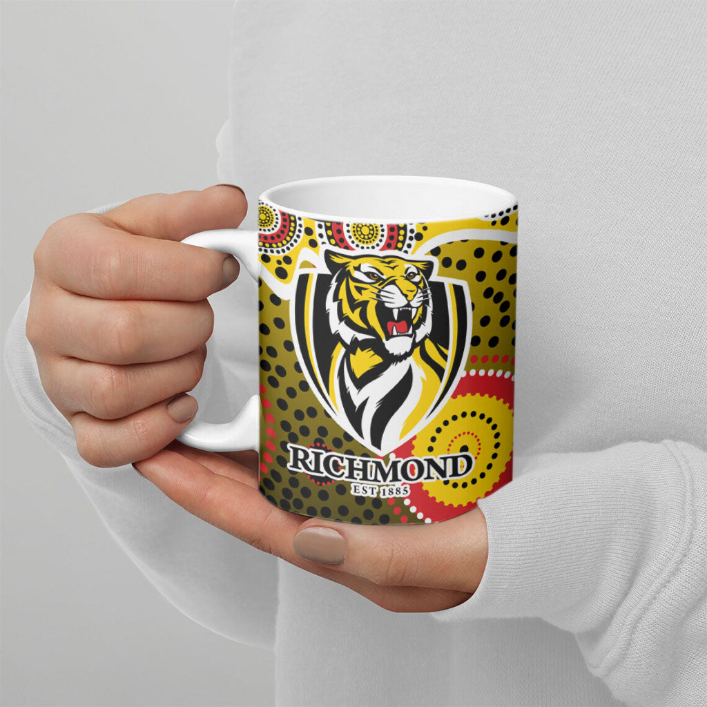 Richmond Tigers Ceramic Mug Aboriginal Dot Pattern - Football Mascot Heritage Pride