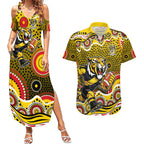 Richmond Tigers Couples Matching Summer Maxi Dress and Hawaiian Shirt Aboriginal Dot Pattern - Football Mascot Heritage Pride