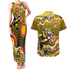 Richmond Tigers Couples Matching Tank Maxi Dress and Hawaiian Shirt Aboriginal Dot Pattern - Football Mascot Heritage Pride
