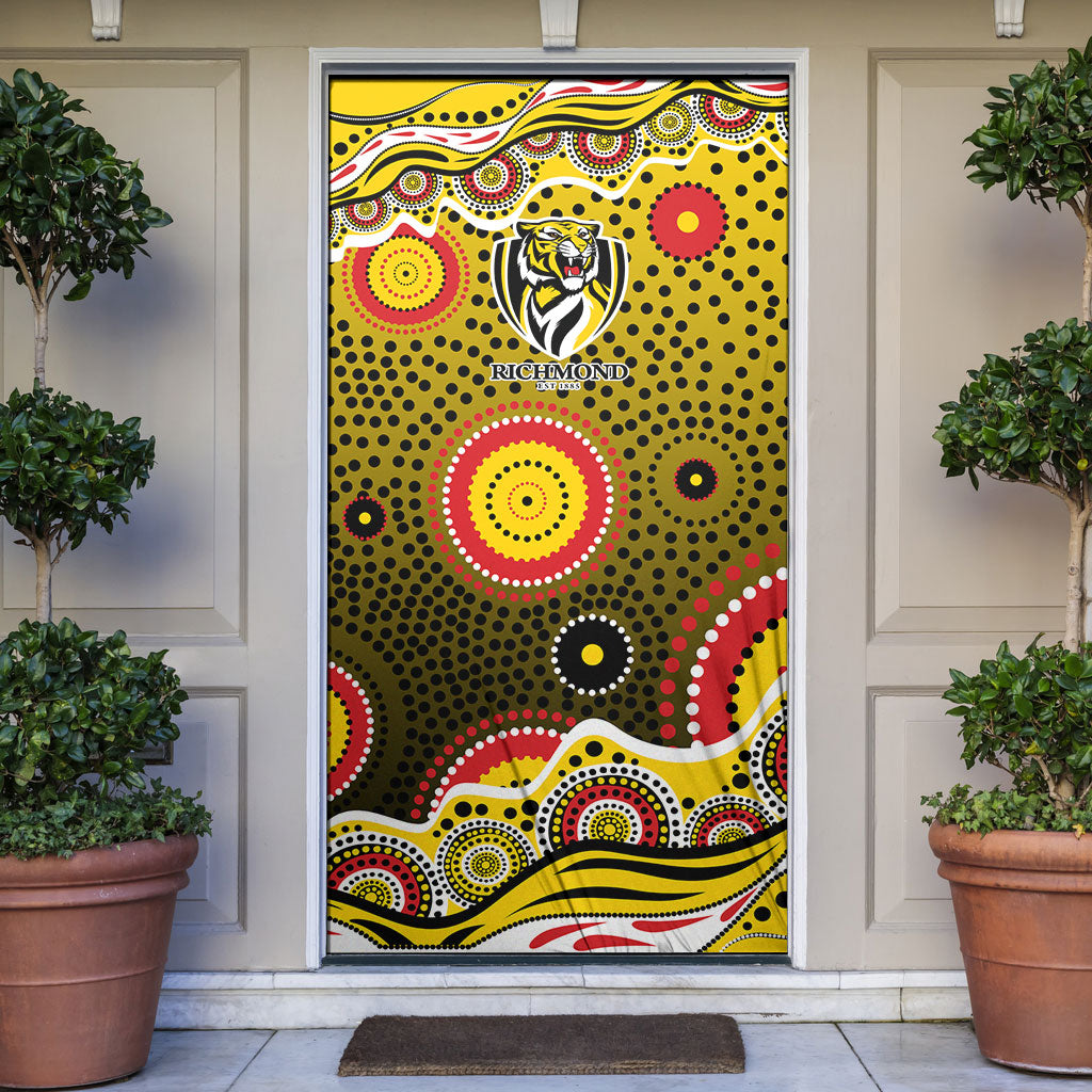 Richmond Tigers Door Cover Aboriginal Dot Pattern - Football Mascot Heritage Pride