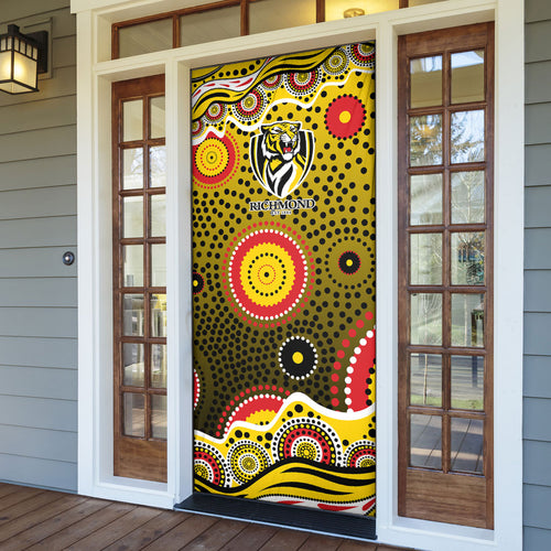 Richmond Tigers Door Cover Aboriginal Dot Pattern - Football Mascot Heritage Pride