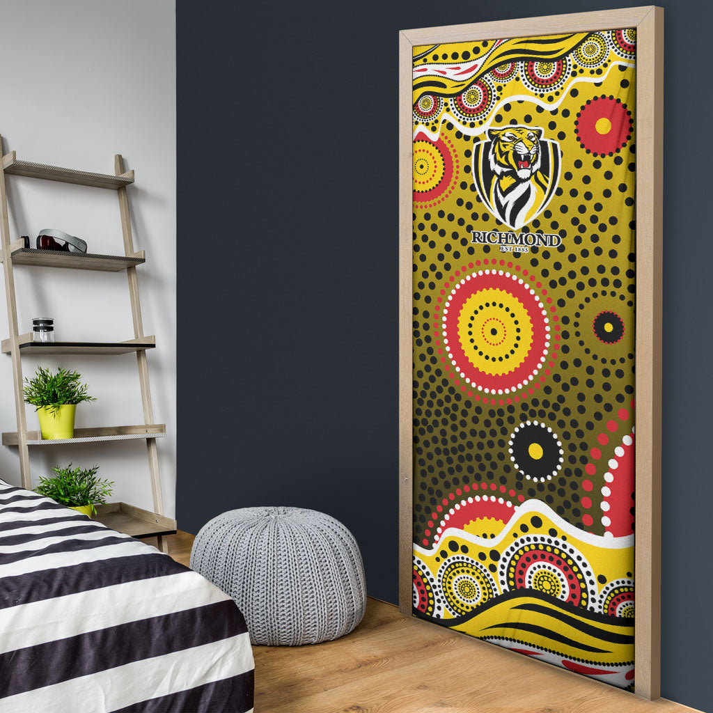 Richmond Tigers Door Cover Aboriginal Dot Pattern - Football Mascot Heritage Pride
