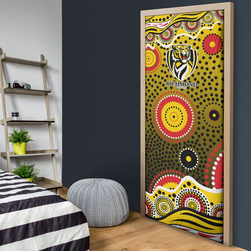 Richmond Tigers Door Cover Aboriginal Dot Pattern - Football Mascot Heritage Pride