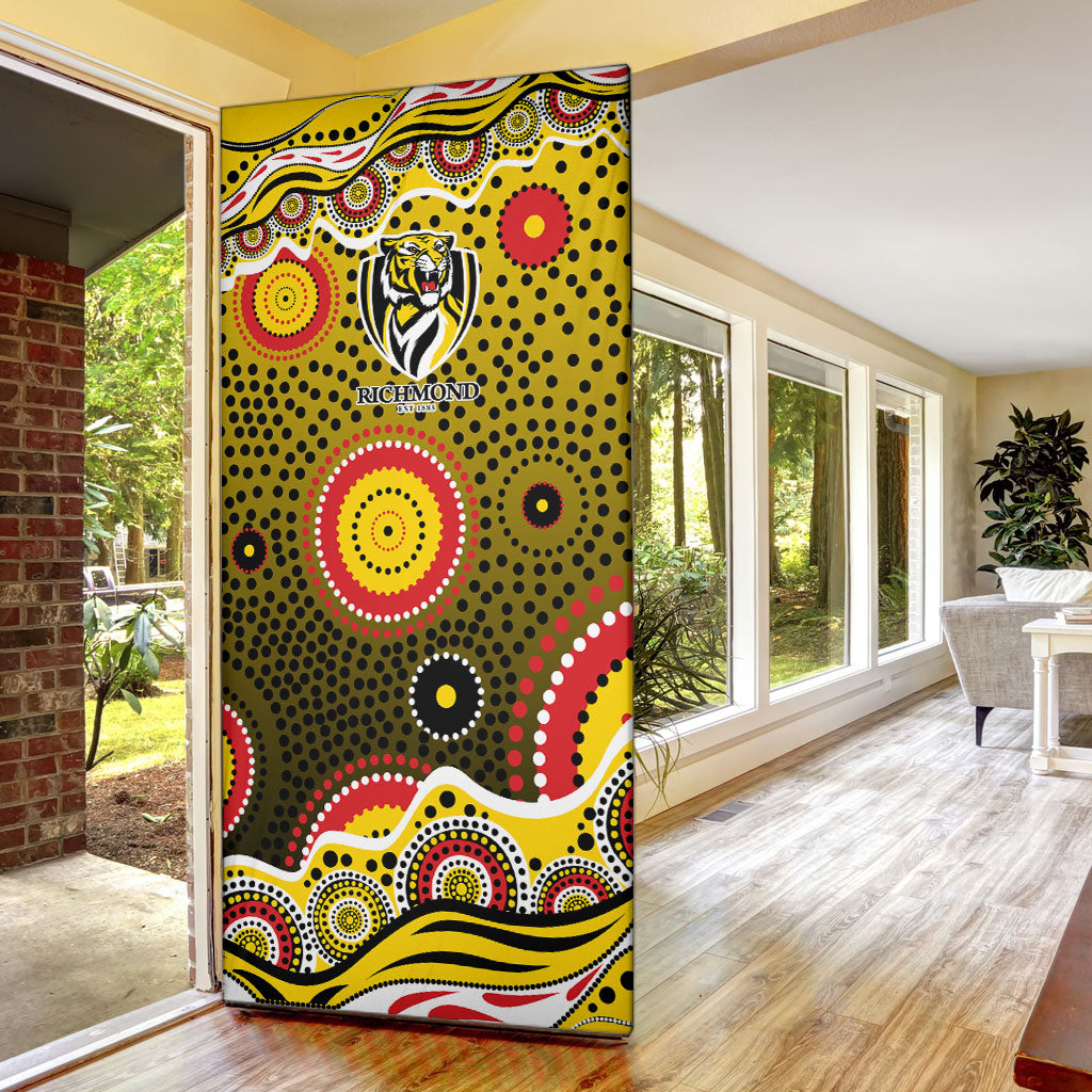 Richmond Tigers Door Cover Aboriginal Dot Pattern - Football Mascot Heritage Pride