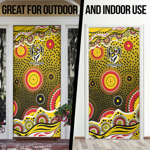 Richmond Tigers Door Cover Aboriginal Dot Pattern - Football Mascot Heritage Pride
