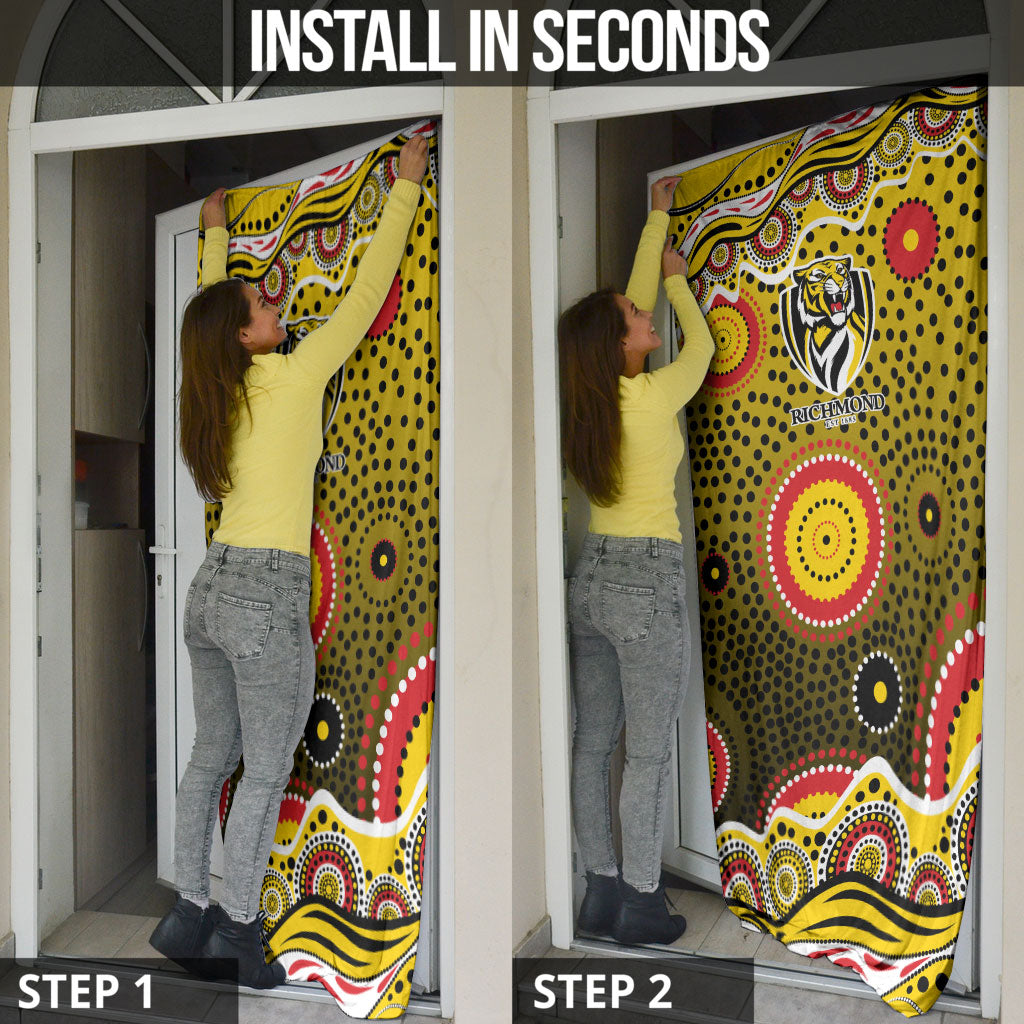 Richmond Tigers Door Cover Aboriginal Dot Pattern - Football Mascot Heritage Pride