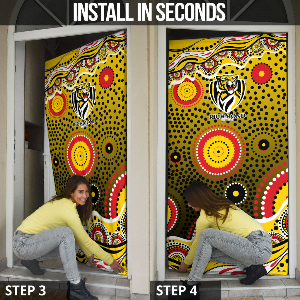 Richmond Tigers Door Cover Aboriginal Dot Pattern - Football Mascot Heritage Pride