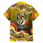 Richmond Tigers Family Matching Long Sleeve Bodycon Dress and Hawaiian Shirt Aboriginal Dot Pattern - Football Mascot Heritage Pride