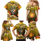 Richmond Tigers Family Matching Mermaid Dress and Hawaiian Shirt Aboriginal Dot Pattern - Football Mascot Heritage Pride