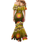 Richmond Tigers Family Matching Mermaid Dress and Hawaiian Shirt Aboriginal Dot Pattern - Football Mascot Heritage Pride