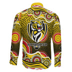 Richmond Tigers Family Matching Short Sleeve Bodycon Dress and Hawaiian Shirt Aboriginal Dot Pattern - Football Mascot Heritage Pride
