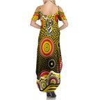 Richmond Tigers Family Matching Summer Maxi Dress and Hawaiian Shirt Aboriginal Dot Pattern - Football Mascot Heritage Pride