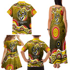 Richmond Tigers Family Matching Tank Maxi Dress and Hawaiian Shirt Aboriginal Dot Pattern - Football Mascot Heritage Pride