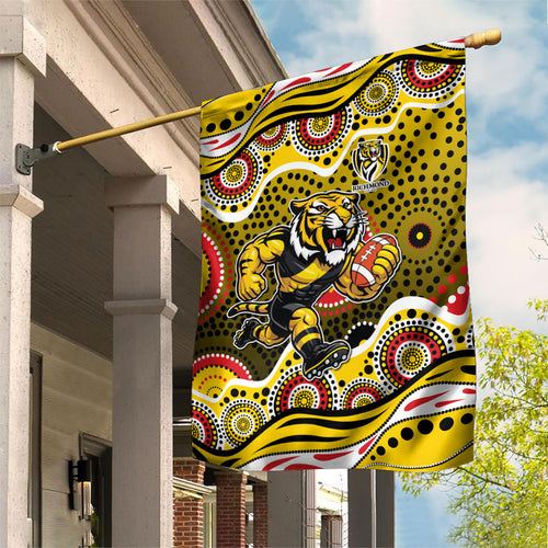 Richmond Tigers Garden Flag Aboriginal Dot Pattern - Football Mascot Heritage Pride